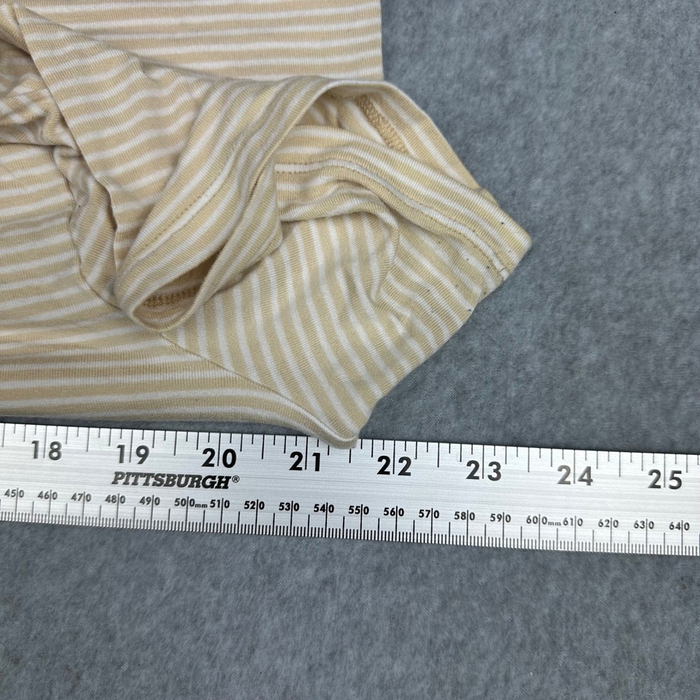 Old Navy Luxe Womens Medium Tan White Striped Short Sleeve Crew Neck T-Shirt - Picture 8 of 9
